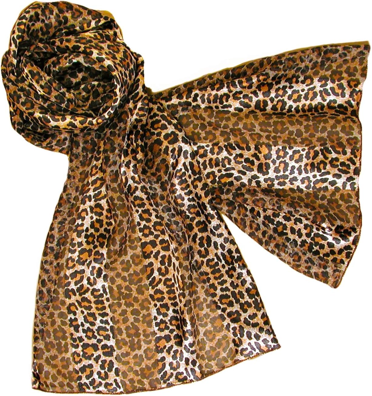 Evening Elegance Bufandas largas de gasa de satén sedoso con estampado animal, varios estilos