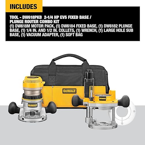 Miniatura 2 de DEWALT Enrutador Kit de base fija  arrugado velocidad variable inicio suave 2-1  4-HP DW618PKB