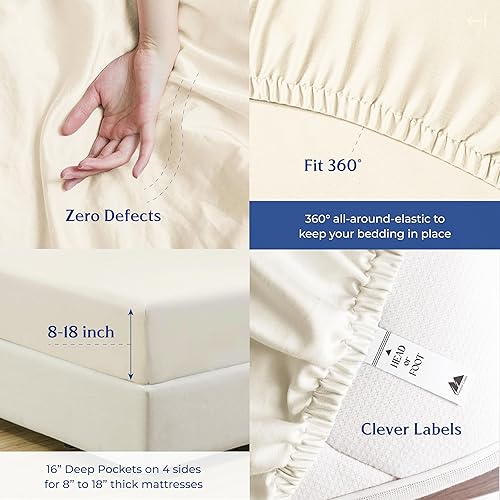 Miniatura 4 de Mayfair Linen - Juego de sábanas tamaño King de 4 piezas 100 % algodón orgánico, tejido de percal, suave, refrescante, crujiente y transpirable,