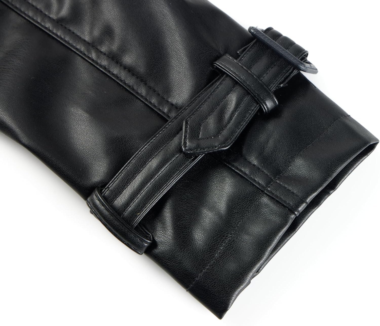 Bellivera Women Trench Coat Long Loose Jacket Faux PU Leather Oversize Classic Lapel Overcoat with Belt - Image 5