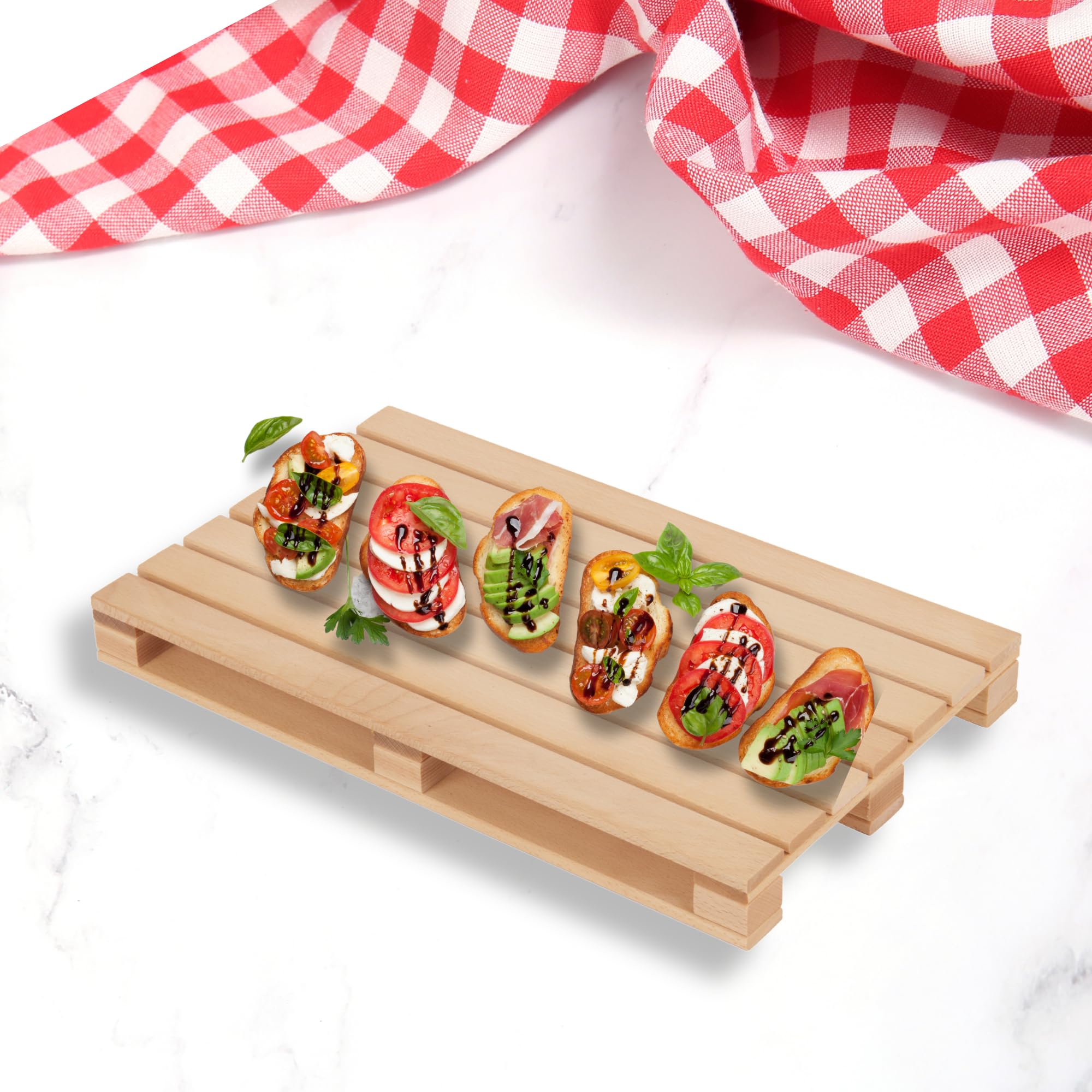 Tagliere Vassoio Pallet, Legno Faggio, 30×20x4h cm, Vassoio Aperitivi, Pedana in Legno, Made in Italy (2)