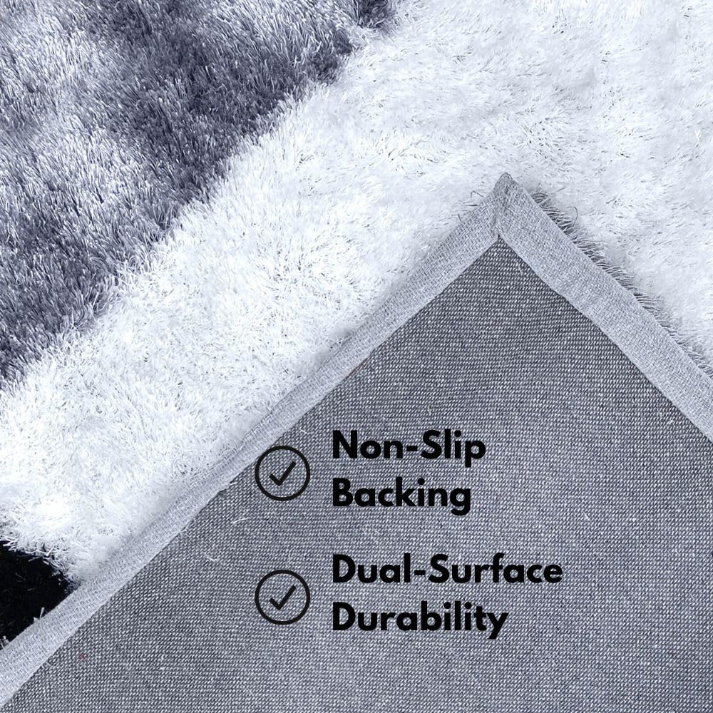 LA Rug Linens Indoor Geometric Area Rug, Modern Boxes Design, Non Slip Backed, Soft Pile Shag Carpet (Gray, 8x10 ft)