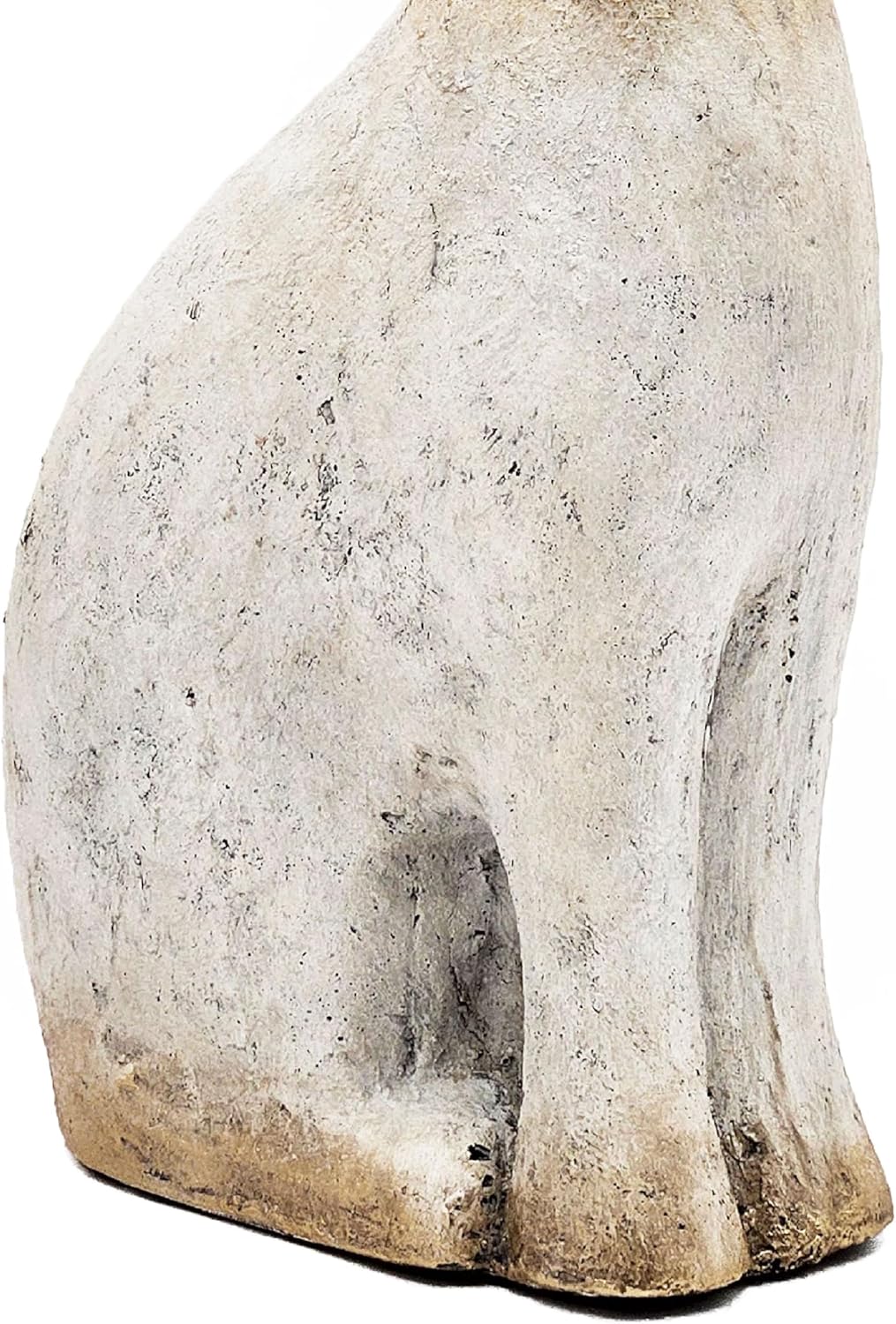 White Minimalist Rabbit Figurine with Gold Metal Ears, 25” Tall French Country Accent Sculpture, Decorative Magnesium Statue, for Tabletop, Mantel, Centerpiece Display