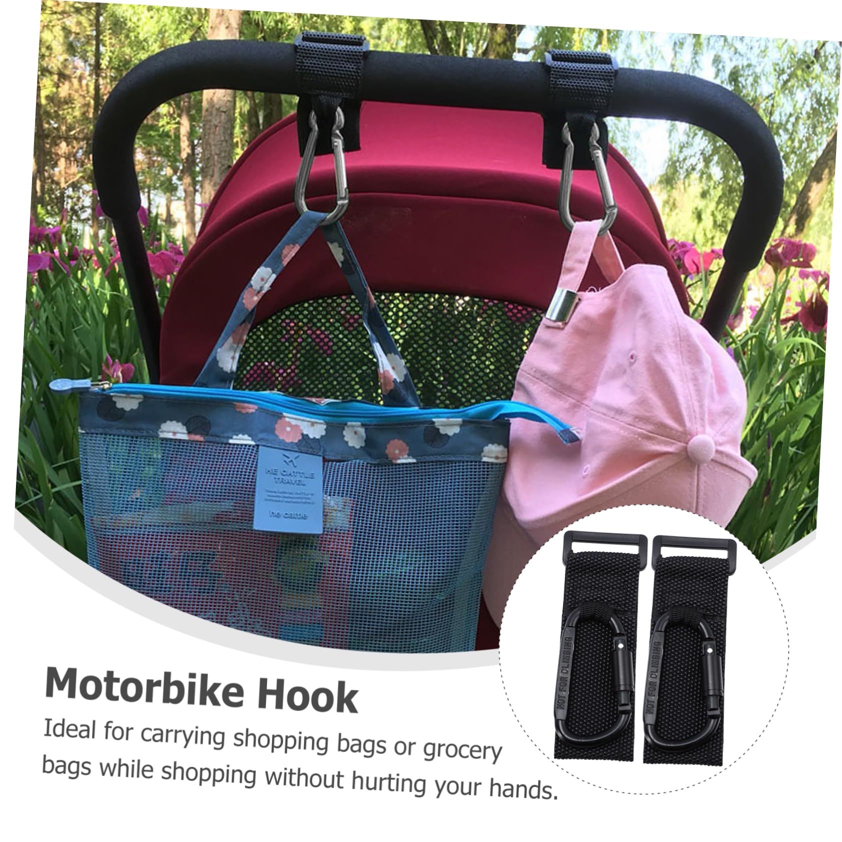 Yardwe 12 Piezas Ganchos para Carrito Colgadores Antideslizantes de Enganches Multiusos para Bolsas Cochecito Compatible con Manillares de Bicicleta y Moto Fácil Instalación