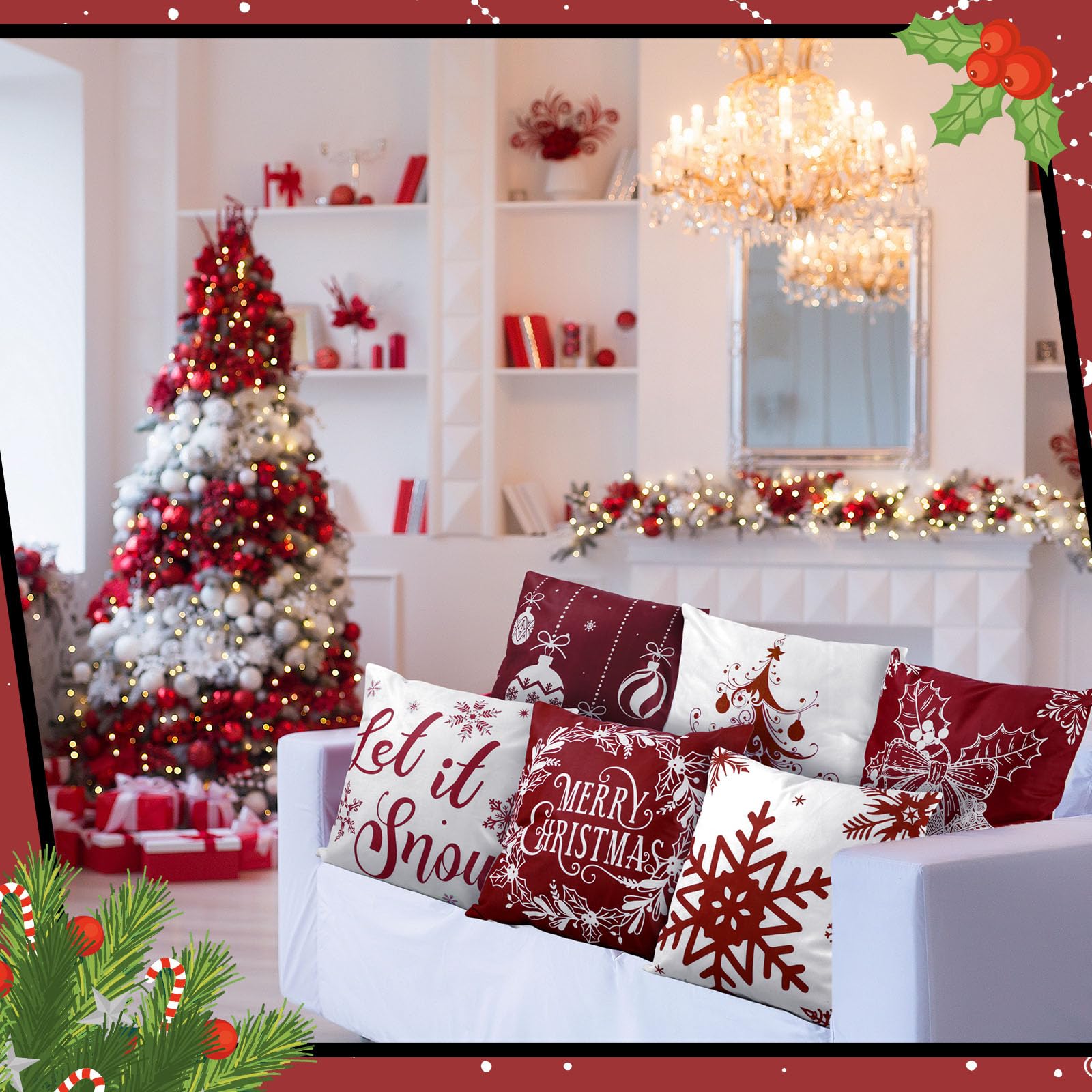 GEEORY Funda De Almohada Con árbol De Navidad De 12 X 20 Pulgadas