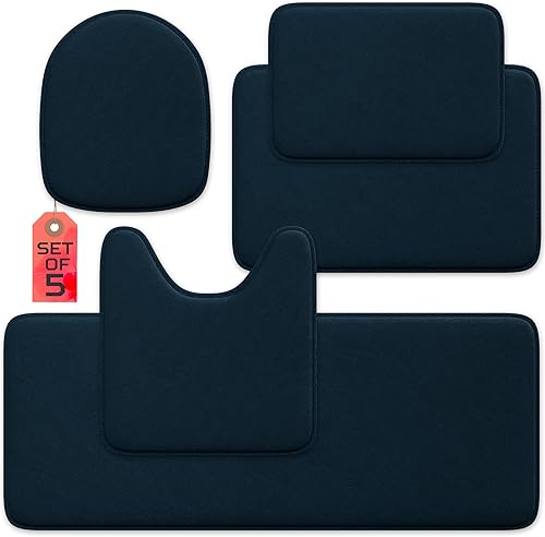 Miniatura 38 de Alfombra de baño de lujo – 1 pieza de tapete de baño con espuma viscoelástica, antideslizante y ultrasuave, altamente absorbente, fácil de limpiar -