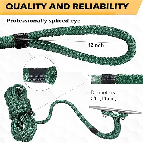 Miniatura 5 de Líneas de muelle de barco de 38 pulgadas x 15 pies, líneas de muelle de nailon trenzado doble y líneas de muelle de cuerda para barcos, cuerdas de