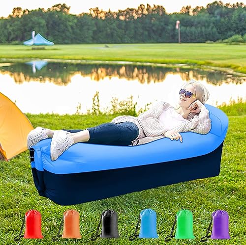 Miniatura 2 de Tumbona inflable sofá de aire hamaca inflable portátil para acampar al aire libre - Diseño impermeable contra fugas de aire para senderismo,