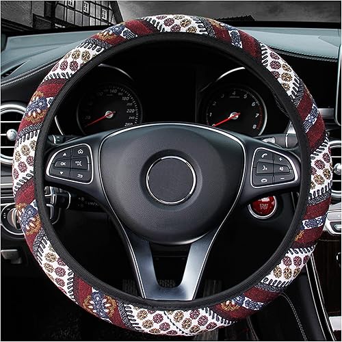 Funda bohemia para volante de automóvil, bonita funda para volante de mujer, antideslizante, universal de 15 pulgadas, accesorios interiores de