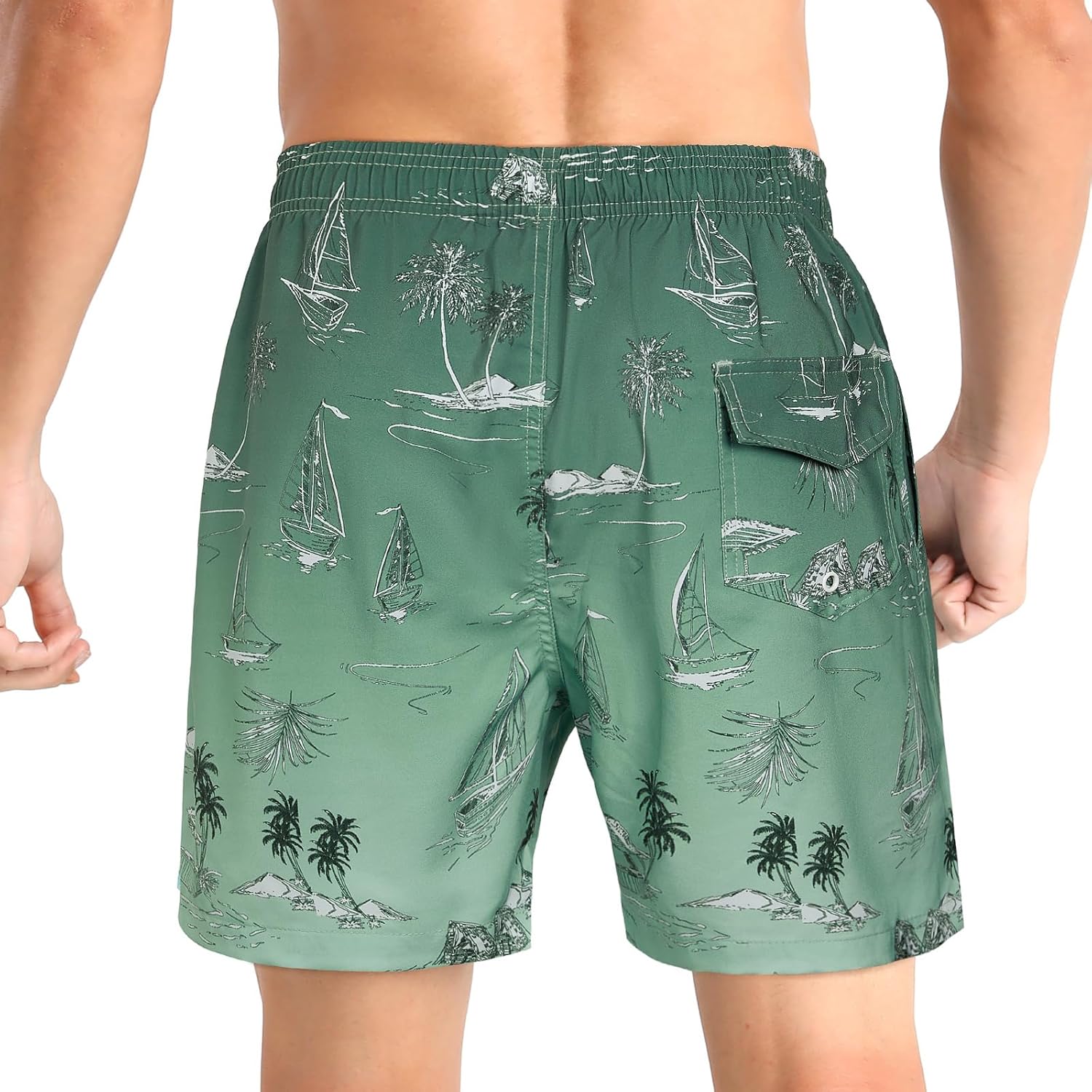 iCKER Mens Swim Trunks with Compression Liner 5.5" Inseam Quick Dry Swim Shorts Bathing Suit Beach Shorts - Image 3