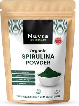 Organic Spirulina Powder Supplement, 8 oz | 100% Pure Spirulina | Blue-Green Algae, Naturally Rich in Vitamins & Minerals | Vegan, Gluten-Free, No Additives, Lab Tested, Packed in USA