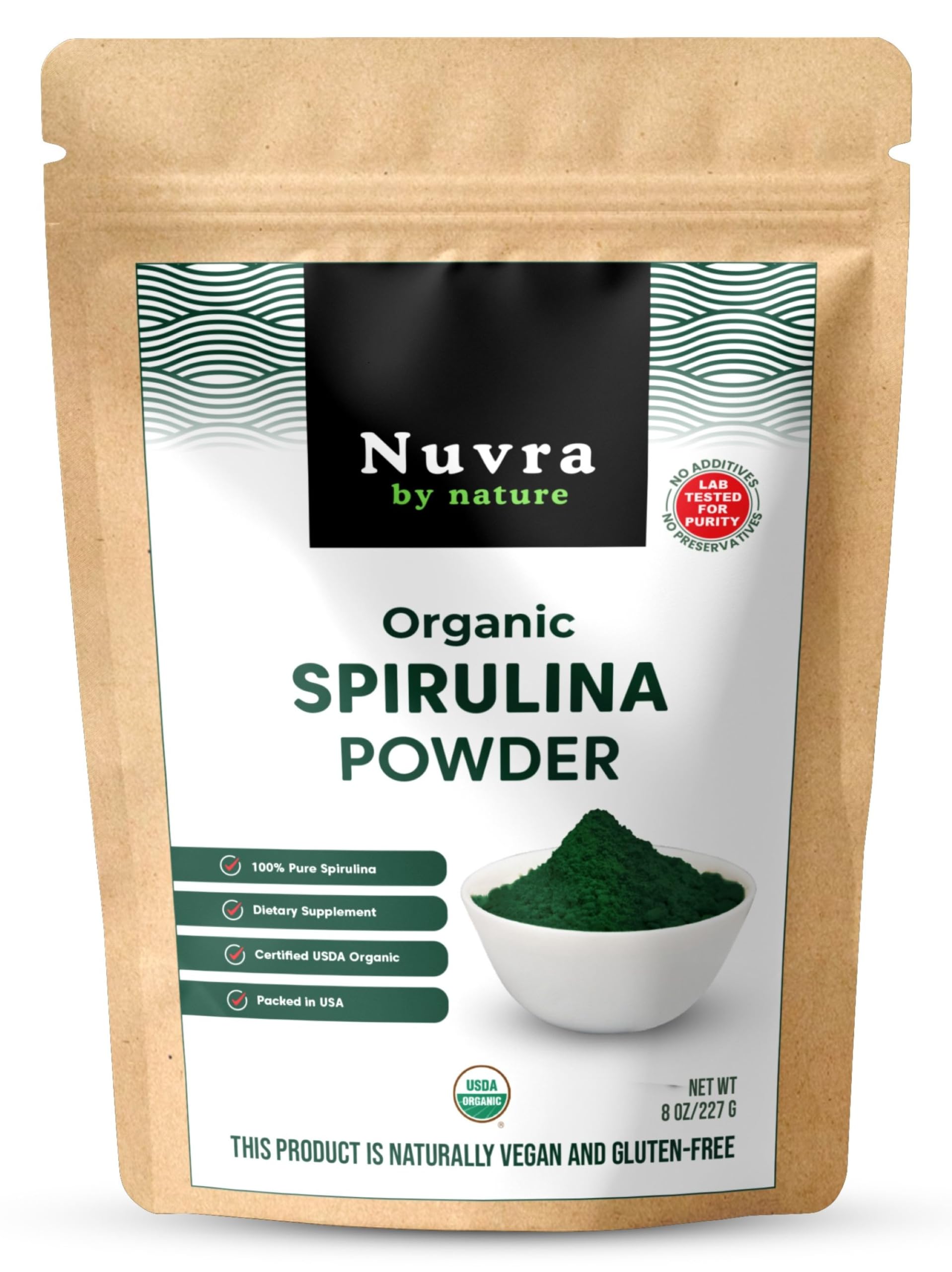 Nuvra by Nature Suplemento de Spirulina Orgânica em Pó, 237 g