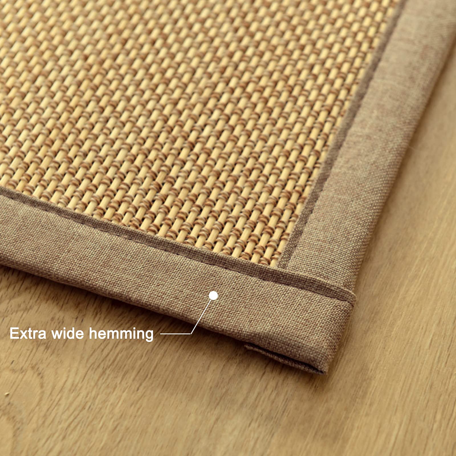 100 % natürlicher Bambusteppich, bequeme Bambusmatte, große Rattan-Matratze, Sommer-Bodenmatte, 1,5 cm dick, für Flur, Wohnzimmer, Schlafzimmer, personalisierbar (B 100 x H 260 cm, 39 x 102 cm)