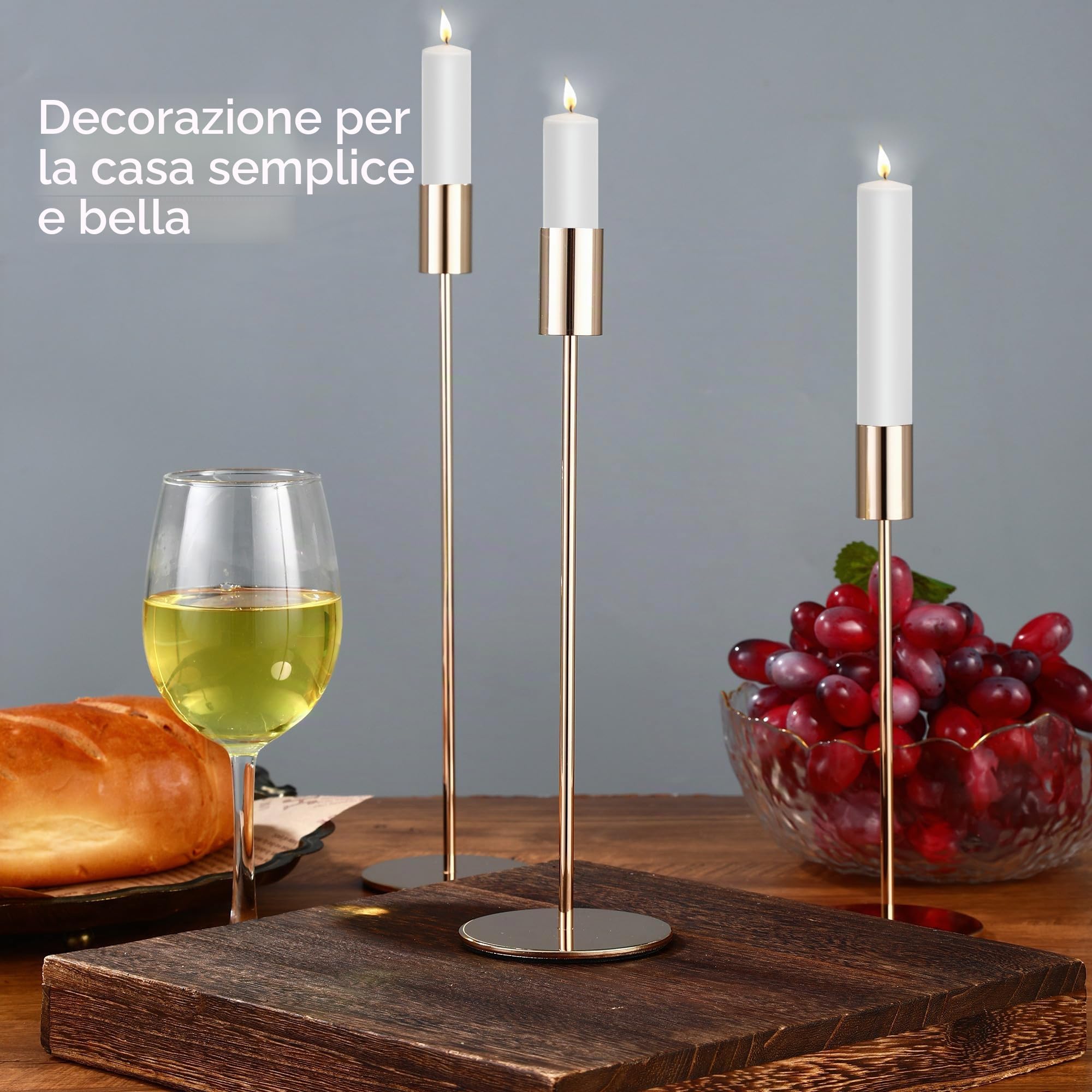 Set Portacandele da 6 pezzi, 6 Candelabro dorati, 3 Porta Candele da Tavolo Cilindrico di diverse altezze. Candelabri è adatto per Porta Candela matrimoni, feste di compleanno e Candele Decorative