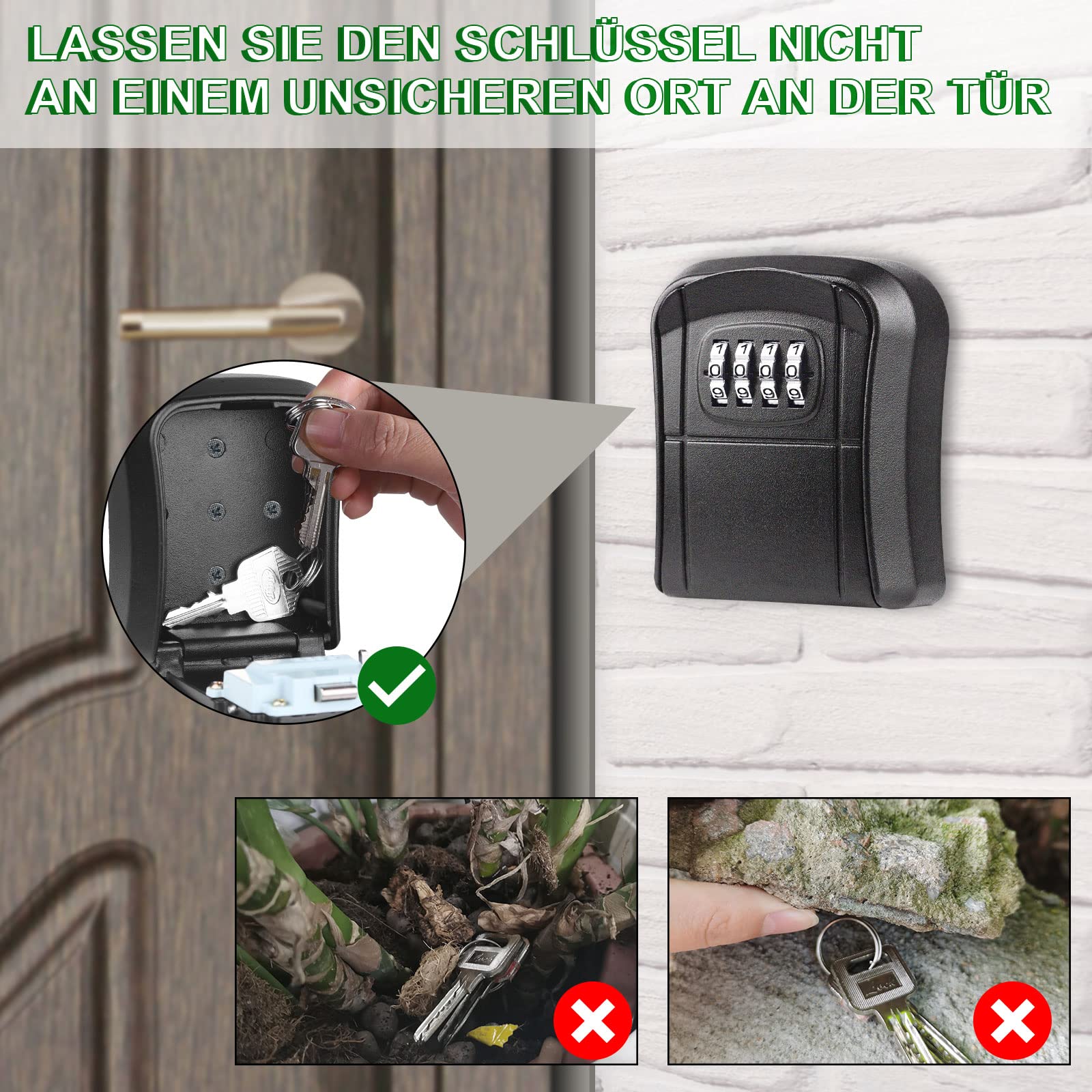 Diyife Sejf Klucz z 4 CyfrowymKodem Numerycznym, [Wodoodporny] Wysoka Wydajność Montażu ściennego Kombinacji Klucza Sejf Przechowywania Pudełko dla Garaży, Szkoły Wymiany Klucza Domu (Czarny)