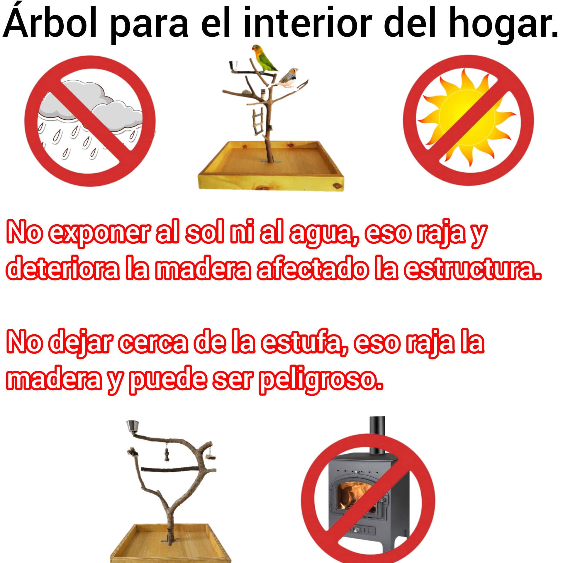 Árboles de sobremesa para loros agaporni, ninfa, juguete antiestrés aves, parque de juegos cotorra, percha libre de jaulas con comedero de pájaros, accesorios lima picos, CALIDAD PREMIUM. (C)