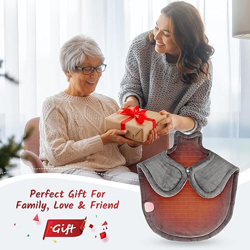 Miniatura 8 de COMFIER Almohadilla térmica para cuello y hombro, almohadilla térmica ponderada portátil, almohadilla térmica de cuello y hombros para aliviar el