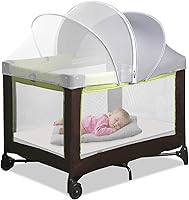 Vista 1 de Pack N Play - Cubierta para tienda de campaña y toldo para moisés, mosquitera transpirable medio opaca con cremallera de 2 vías para cuna, cuna