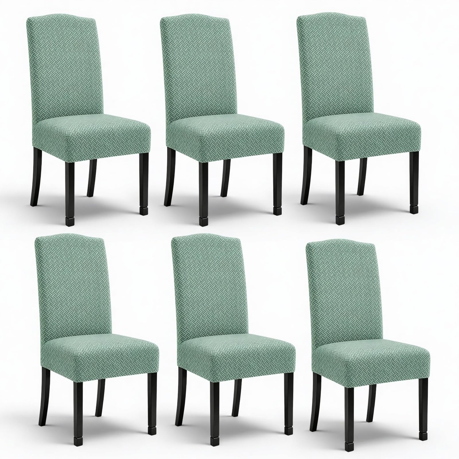 Idrorepellente Twill Jacquard Elasticizzato Sala da Pranzo Sedia Slipcovers Decorazioni per la casa,Coprisedie per Sala da Pranzo Ristorante Cerimonia dell'hotel (Matcha Verde,6 Pezzi)