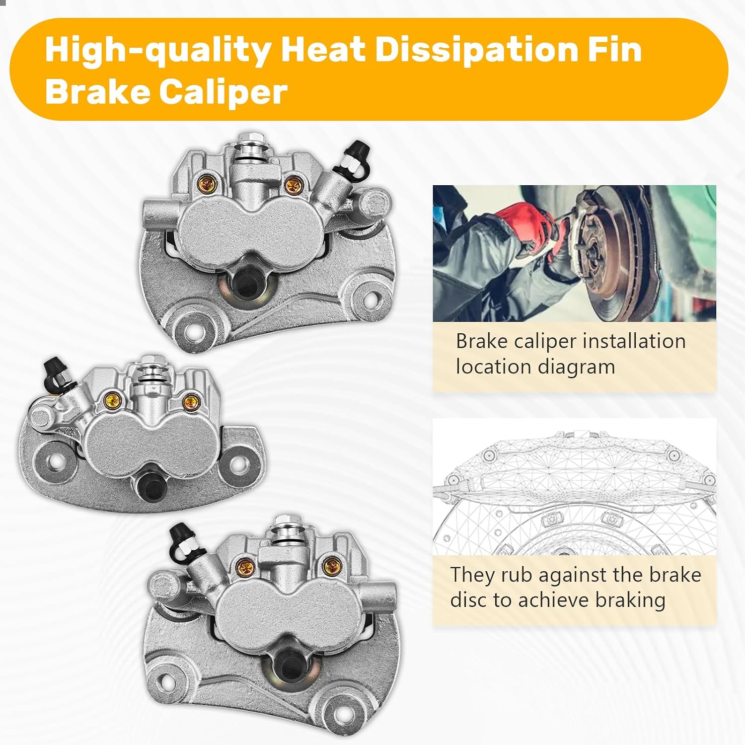 Brake Caliper Fit for Can-Am Commander 800 1000 2011-2020 | Max 800R 1000 1000R 2016-2018, Front Left Right & Rear, Replaces 705600872 705600679 705600678