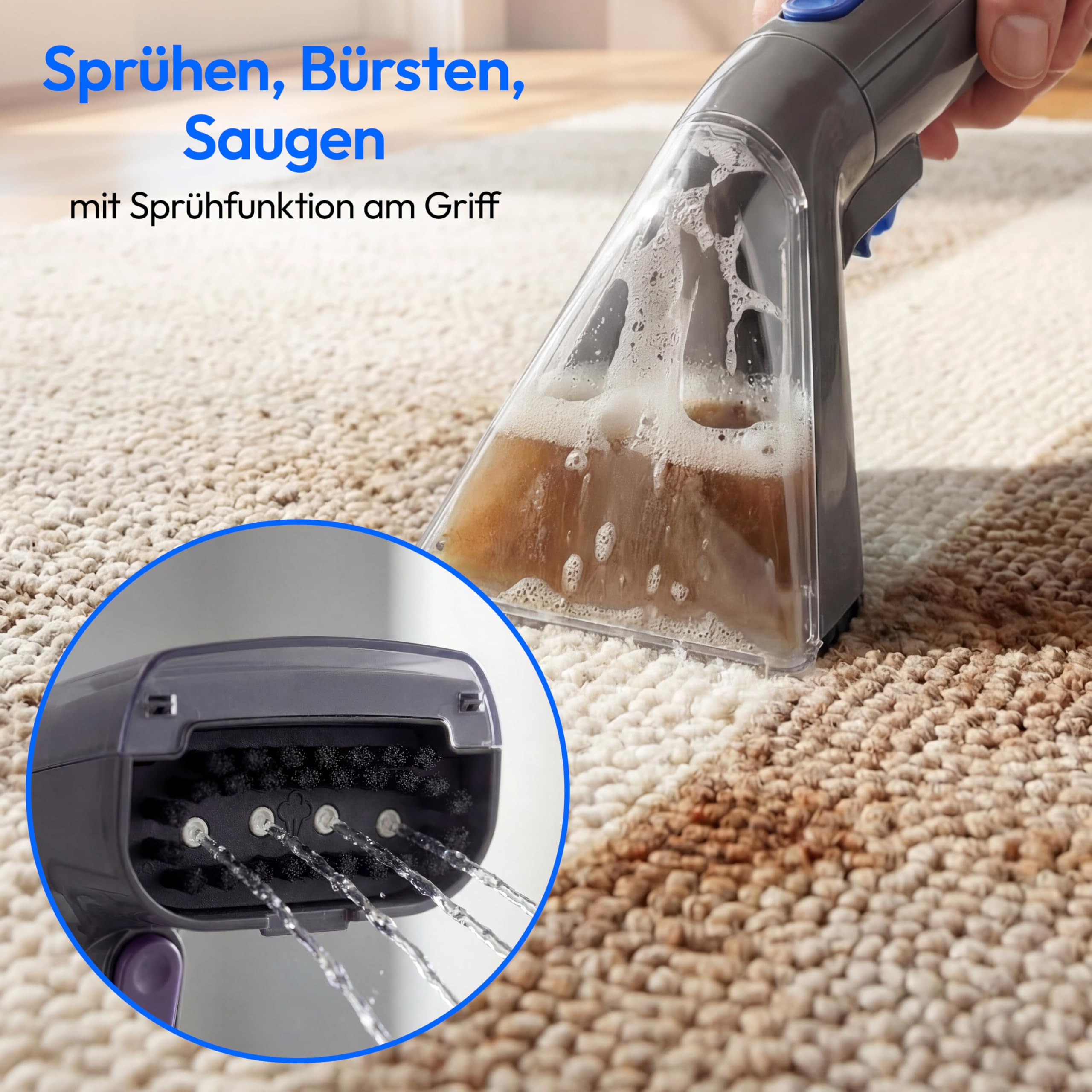 MEDION X10 UC Polsterreiniger Gerät Waschsauger (Nasssauger für Polster Teppiche Autositze, 1.650 Watt, Kaltwasser Heißwasser Dampf, Frisch und Schmutzwassertank, Fenster-Aufsatz, MD100123)