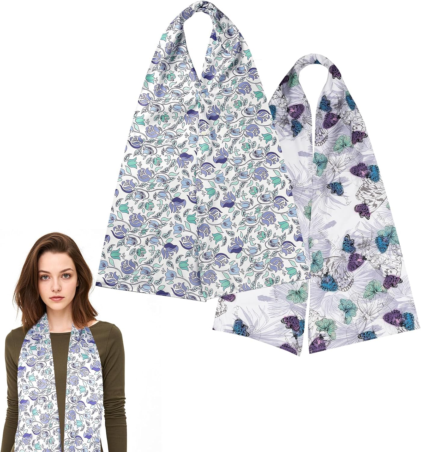 2 Pack Adult Bibs Scarf for Women,Reusable Adult Bibs for Eating with Optional Crumb Catcher, Waterproof Washable