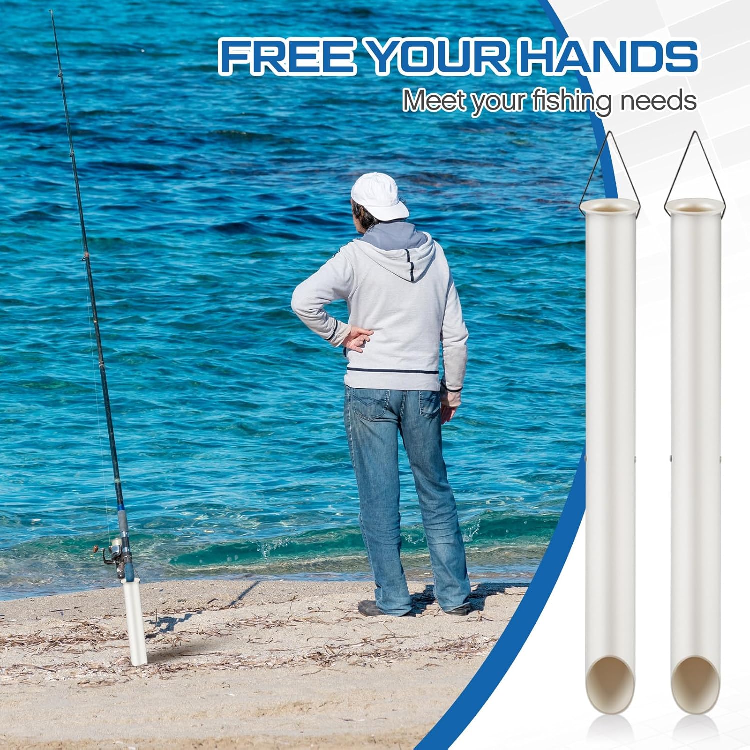 Tubular Sand Spikes for Surf Fishing PVC Surf Shore and Beach Fishing Rod Holder Sand Spike for Beaches, Rivers and Sandy Beaches