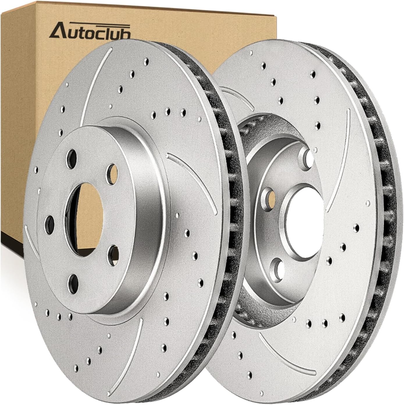AUTOCLUB 10.83" Brake Rotors Front for 2003 2004 2005 2006 2007 2008 Toyota Matrix Corolla Pontiac Vibe, 2000 2001 2002 2003 2004 2005 Toyota Celica Brakes, Drilled and Slotted Replacement
