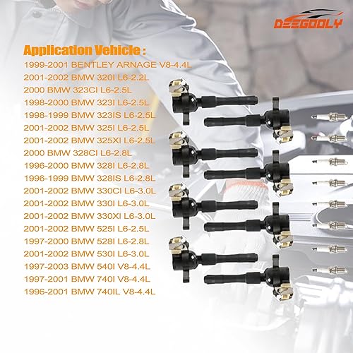 Vista 42 de Paquete de 6 bobinas de encendido UF617 y bujías de iridio compatibles con Infiniti EX37 FX37 G37 M37 Q50 3.7 3.7L V6 2008-2014 Reemplazar #