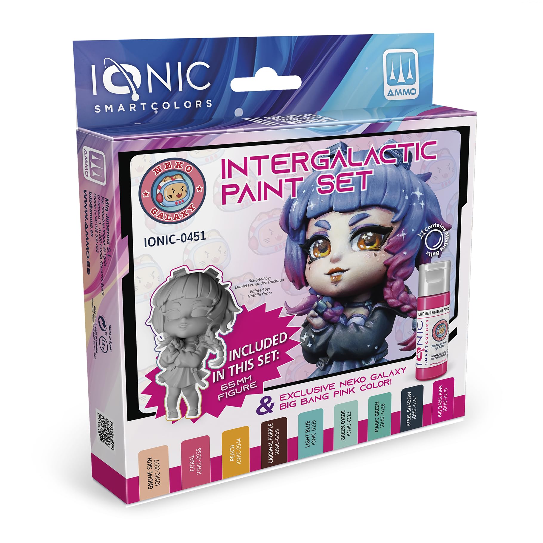 Ammo IONIC Set di pittura intergalattica, Il set include 1 miniatura e 9 colori acrilici, appositamente selezionati per dipingere figure Chibi di Neko Galaxy