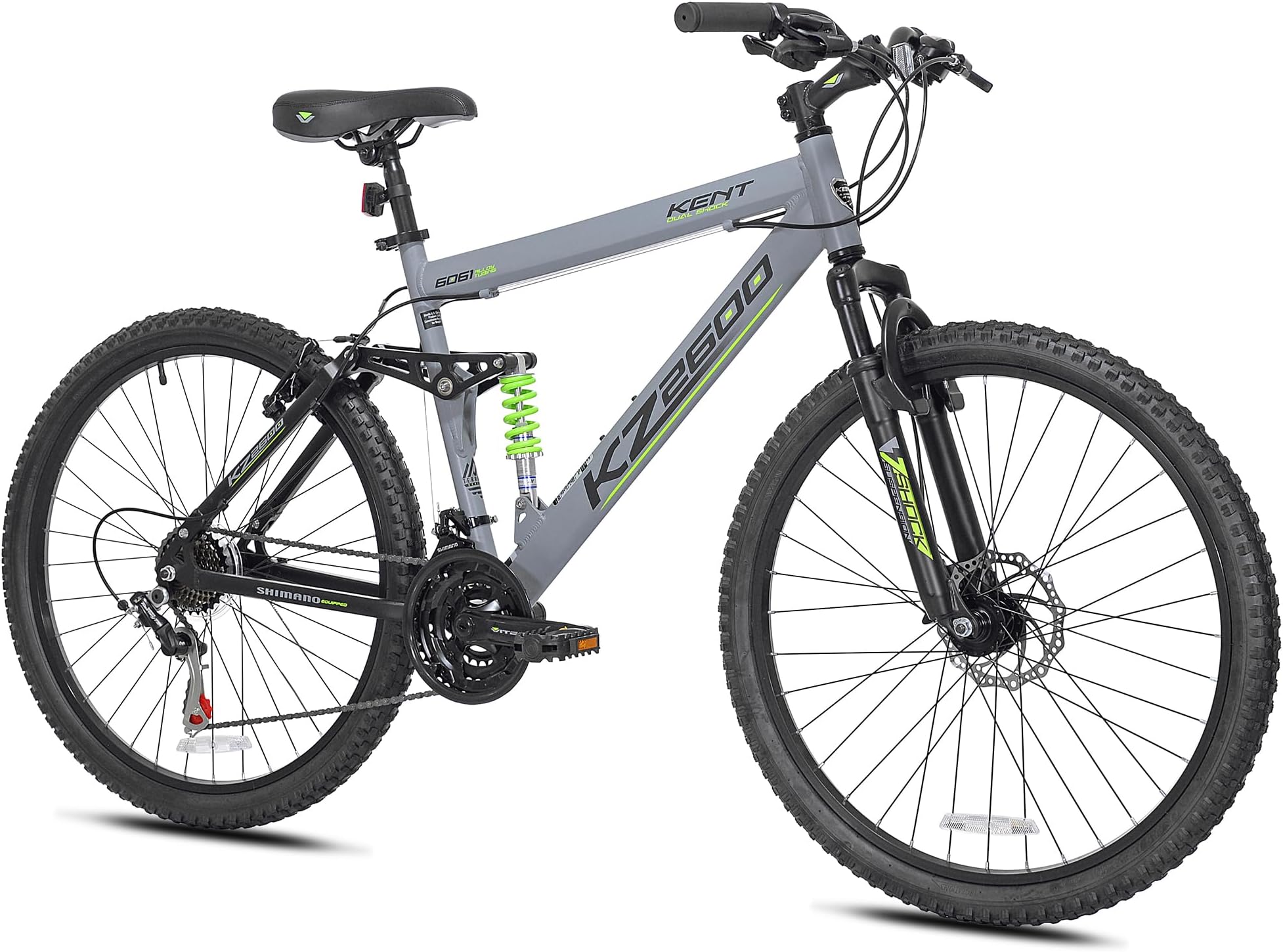 Kent 26" KZ2600 Full Suspension Mountain Bike, Grey, Men's