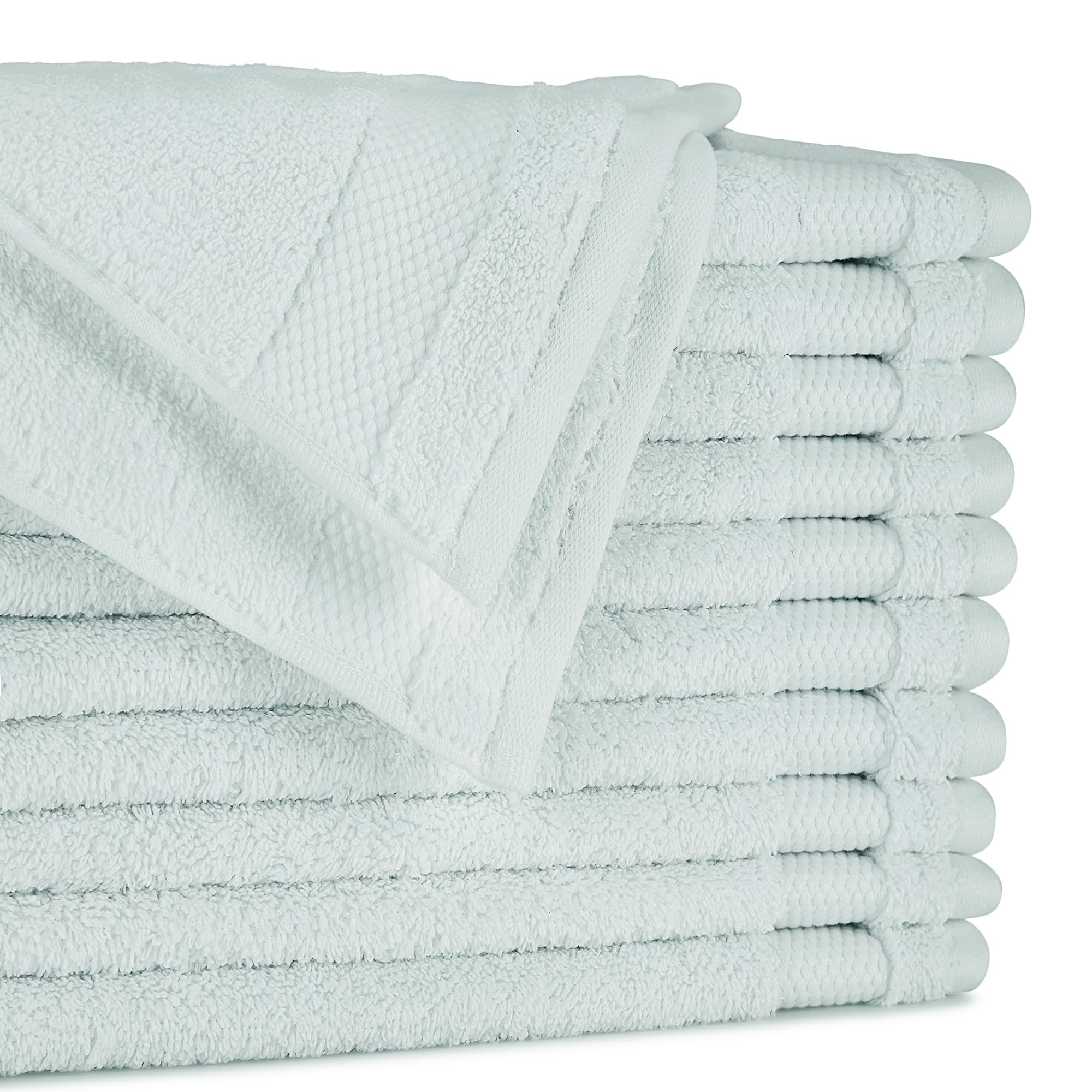 BIOWEAVES 100% Organic Cotton 700 GSM Plush Washcloths 13" x 13" GOTS Certified - Seafoam, Pack of 12