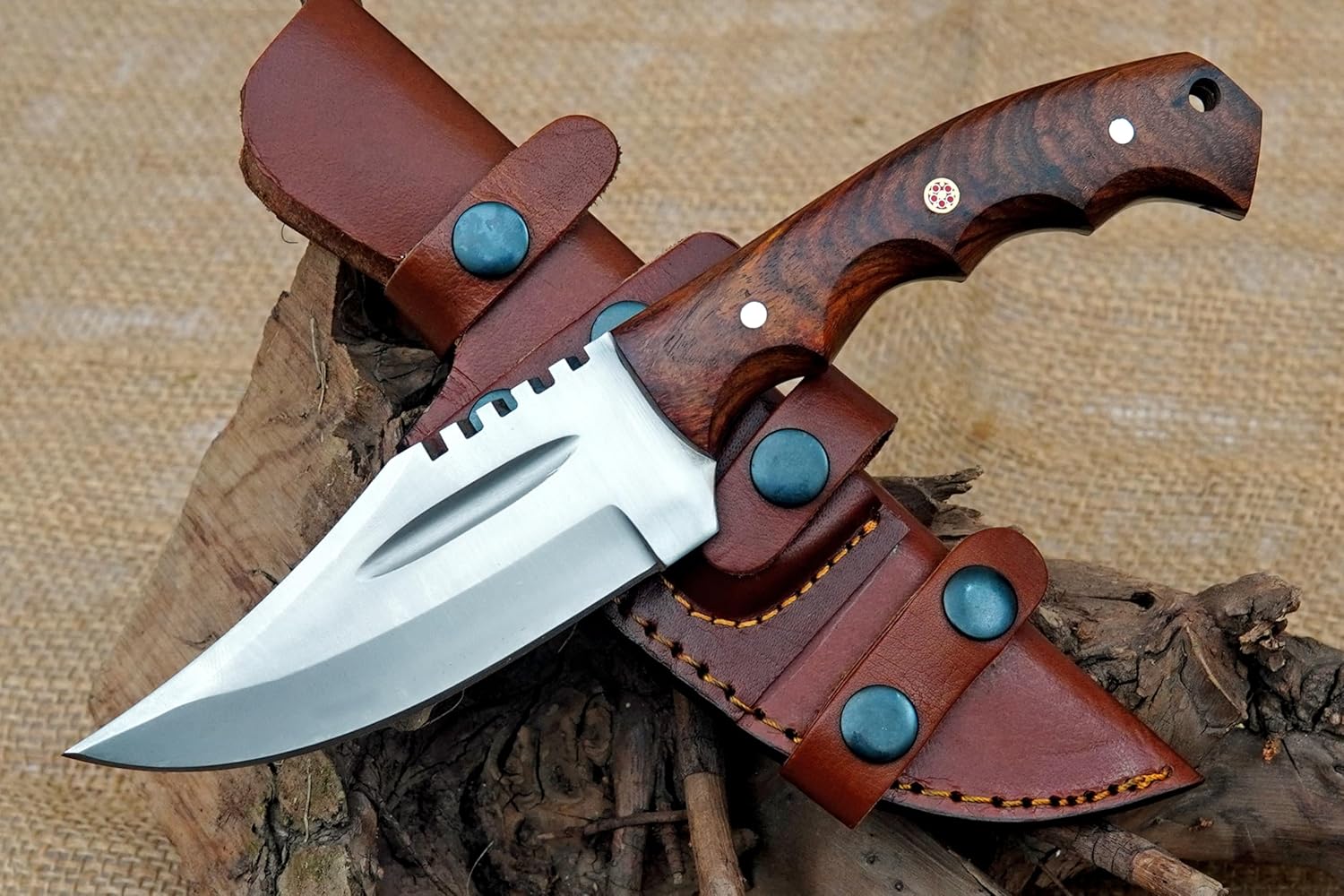 Poshland TR- 9457 Custom Handmade D2 Steel 10 Inches Tactical Knife - Perfect Grip Olive wood Handle