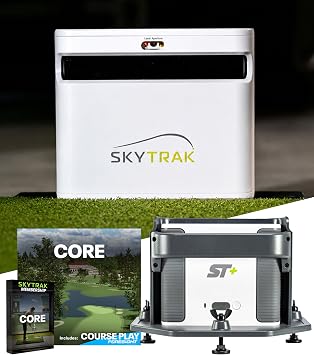 SkyTrak ST+ Plus Golf Launch Monitor & Simulator Bundle - Indoor/Outdoor, Shot & Club Data, Simulation Ready with Free 14-Day Trial Membership + Software & Driving Range