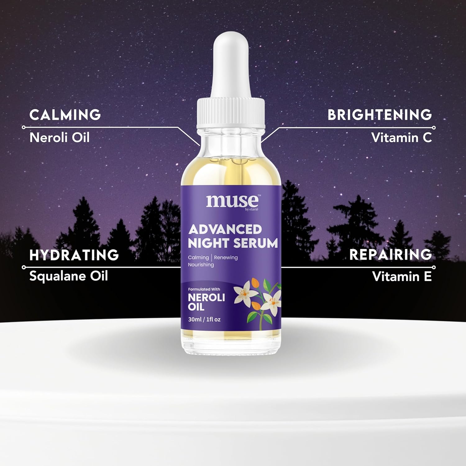 Advanced Night Serum – 1% Squalane for Deep Hydration & Skin Repair, Overnight Recovery for Fine Lines & Dryness, Lightweight, Fast-Absorbing Formula - 1 oz
