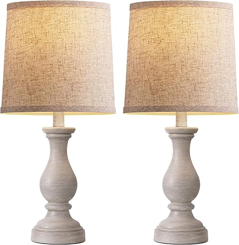 Miniatura 8 de Seealle Juego de 2 lámparas de mesa de granja, lámparas rústicas de dormitorio para sala de estar, lámpara de noche bohemia de 22 pulgadas para