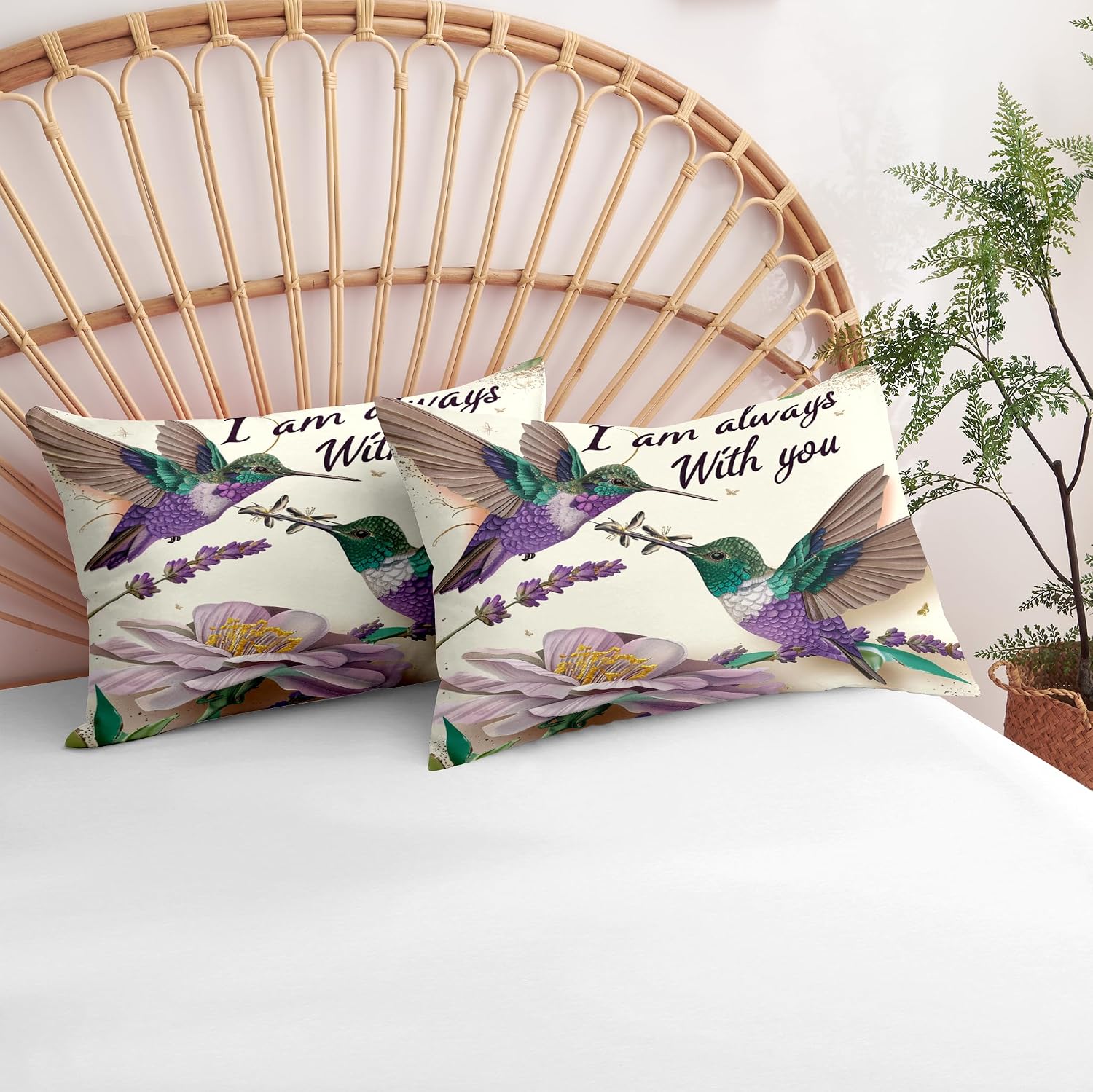 CCoutueChen Purple Hummingbird Bedding Sets Queen,Vintage Floral Comforter Cover for Youth Women with 2 Pillowcases/90 * 90