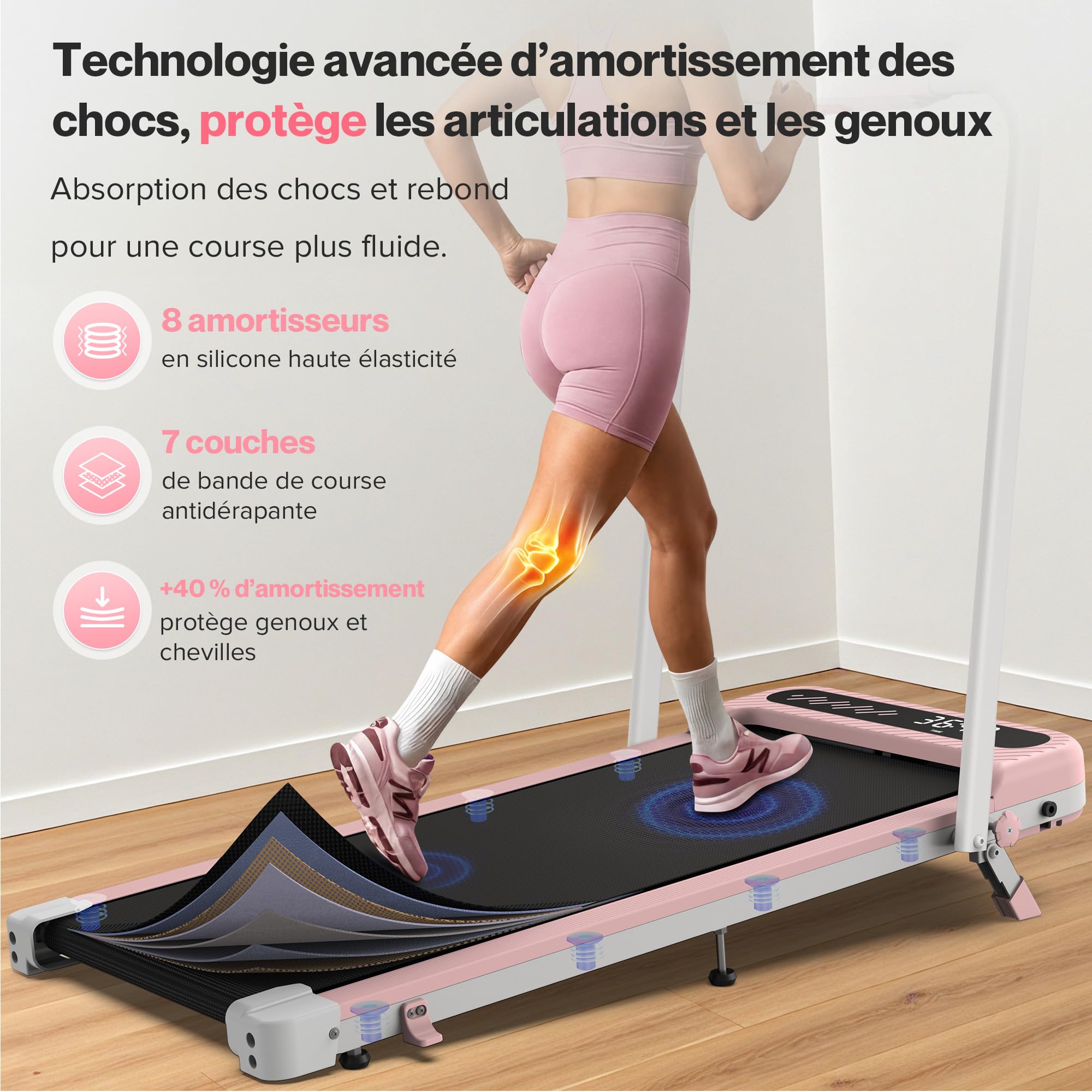 Cardirun Tapis de Course 6 en 1, Tapis de Marche Pliable Inclinable 10%