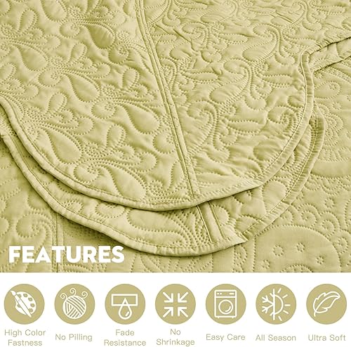 Miniatura 5 de Blythease Colcha King extragrande de 128 x 120 pulgadas, extra ancha, funda de cama ligera ultrasónica, patrón de cachemira, reversible, 5 piezas,