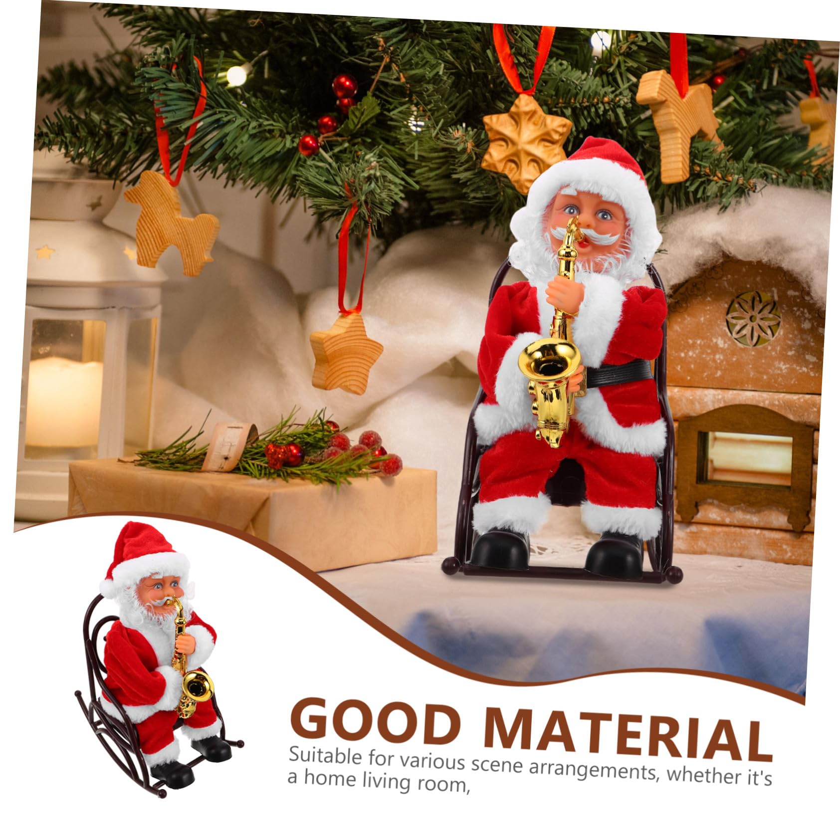 Toyvian Juguete De Papá Noel Musical Eléctrico Silla De Ruedas Adorno Navideño con Instrumento para Decoración De Fiesta y Juguete Divertido