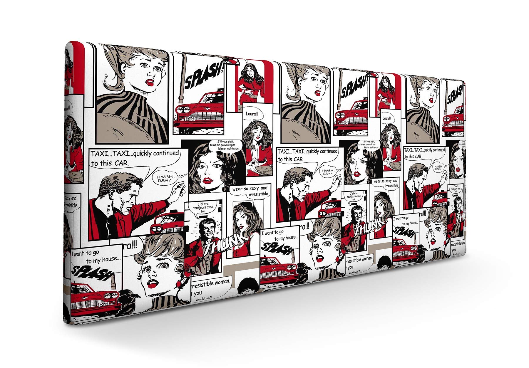 SUENOSZZZ-ESPECIALISTAS DEL DESCANSO Cabecero tapizado para Camas de 90 (100 x 57 cm) en Tela Motivo Estampado Comics
