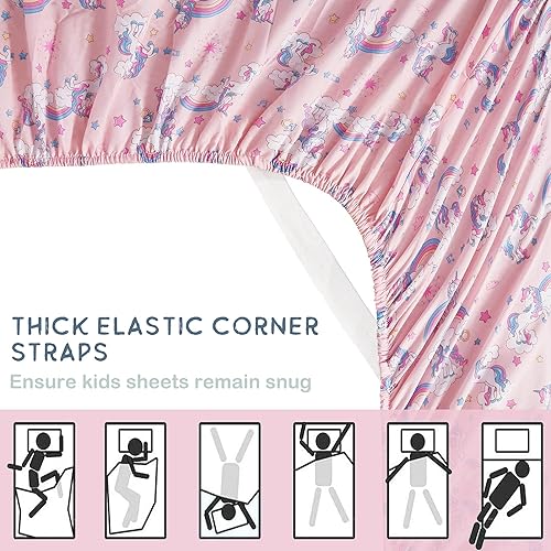 Miniatura 4 de softan Juego de sábanas para niños y niñas, tamaño individual, sábanas de microfibra para niños, transpirable y sedosa, sensación suave, juego de