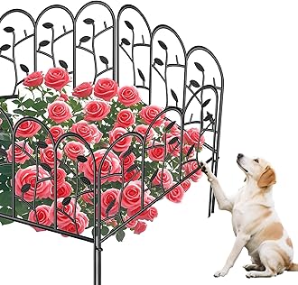 AMAGABELI GARDEN & HOME 6 Panels Decorative Garden Fences and Borders for Dogs 18in(H)×7ft(L) No Dig Metal Fence Panel Garden Edging Border Fence for Animal Barrier Fencing for Flower Bed Yard Small