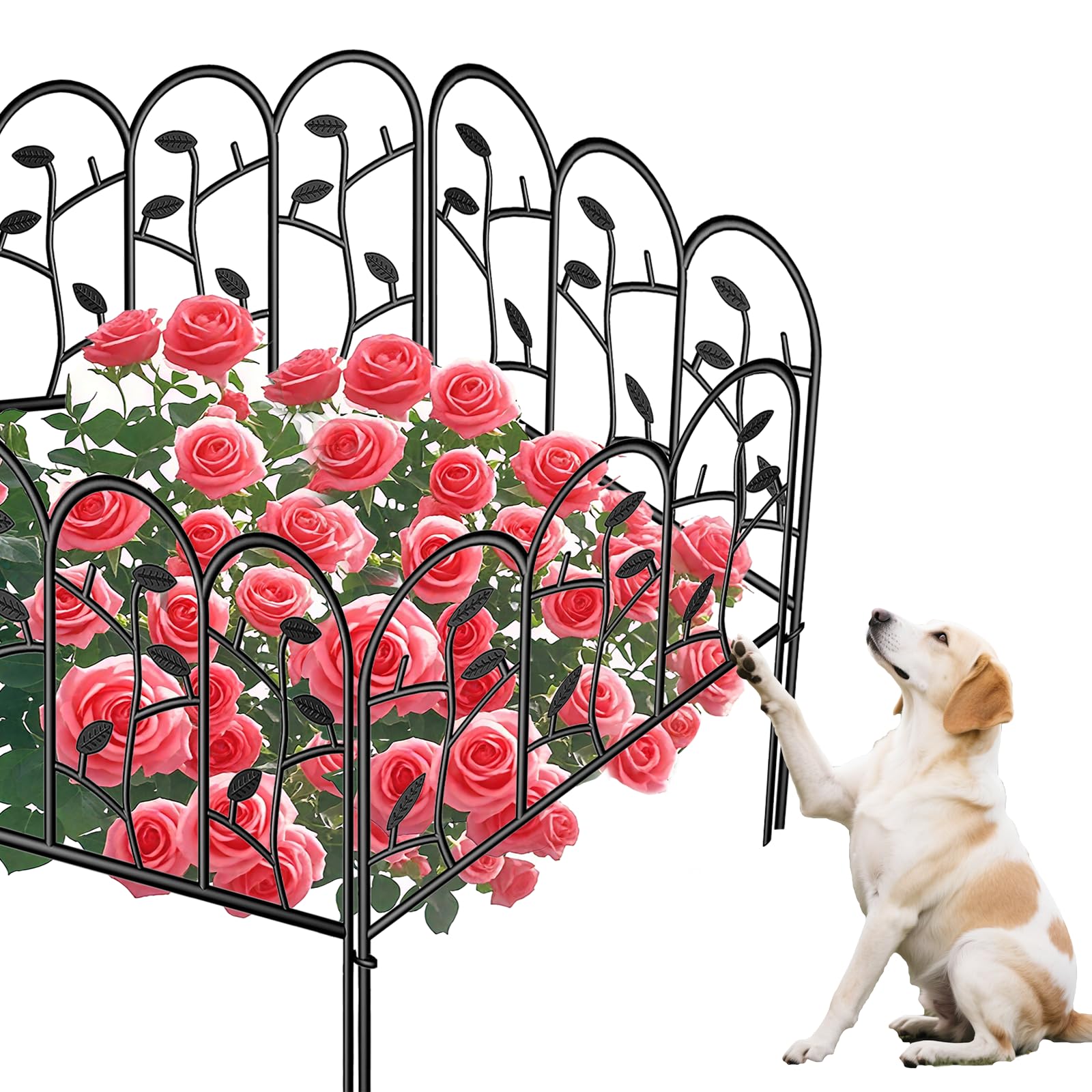 AMAGABELI GARDEN & HOME 6 Panels Decorative Garden Fences and Borders for Dogs 18in(H)×7ft(L) No Dig Metal Fence Panel Garden Edging Border Fence for Animal Barrier Fencing for Flower Bed Yard Small