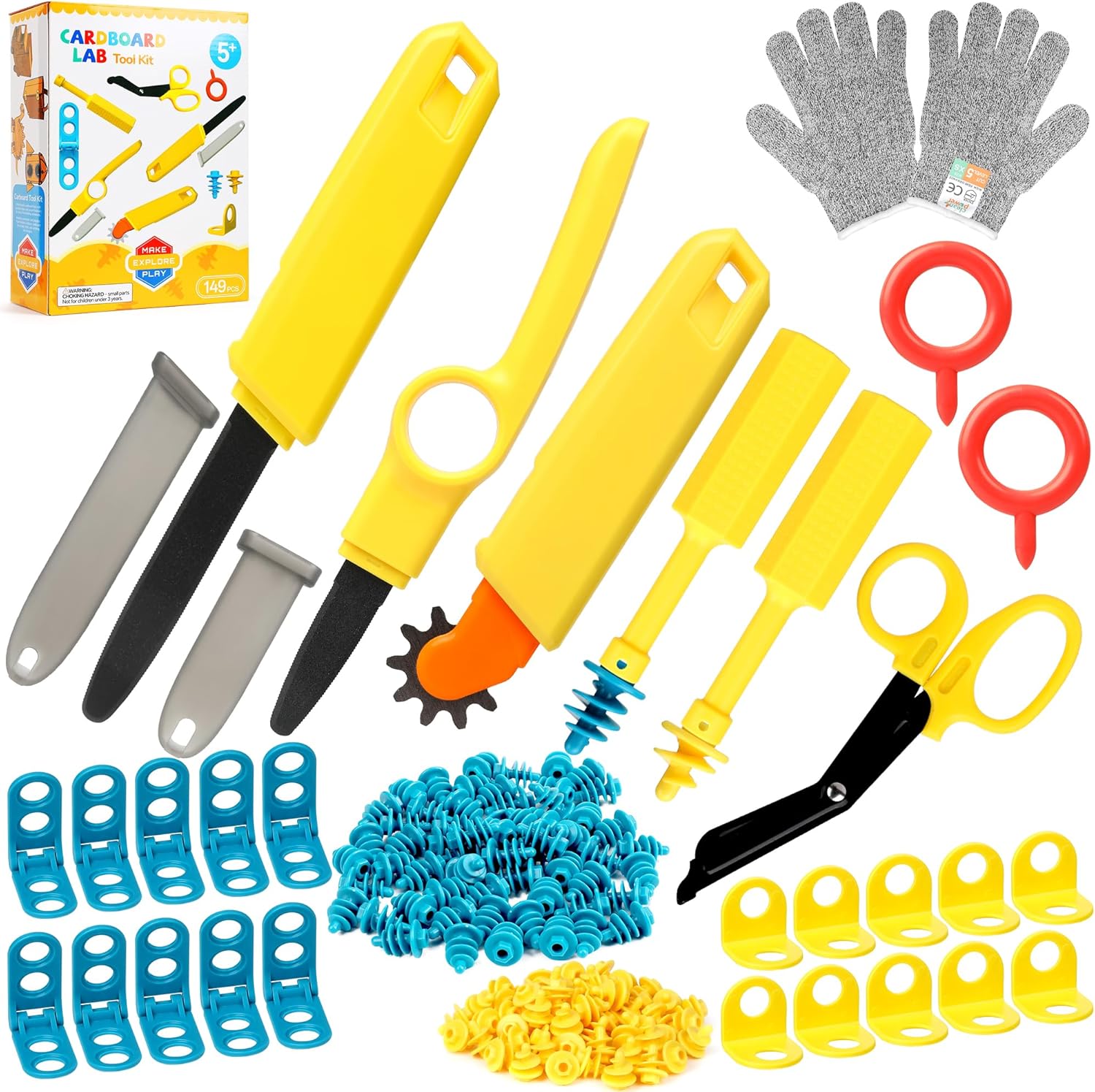 Wacipek Kids Cardboard Cutter Tool Set with Storage Box, Educational Arts and Crafts Supplies for Children, Safety Paper Cutting Kit