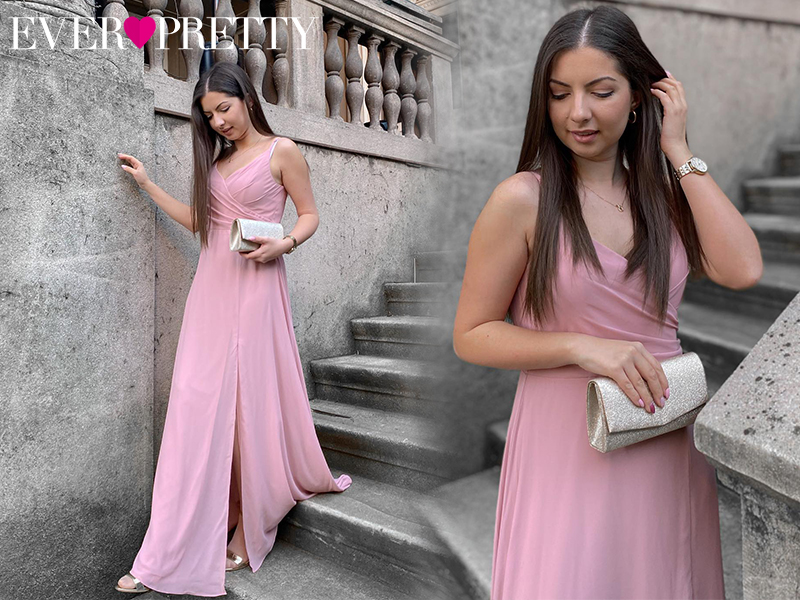 Ever-Pretty Fendue Robe De Demoiselle D'honneur Soirée Femme Longue Cérémonie Bleu 36