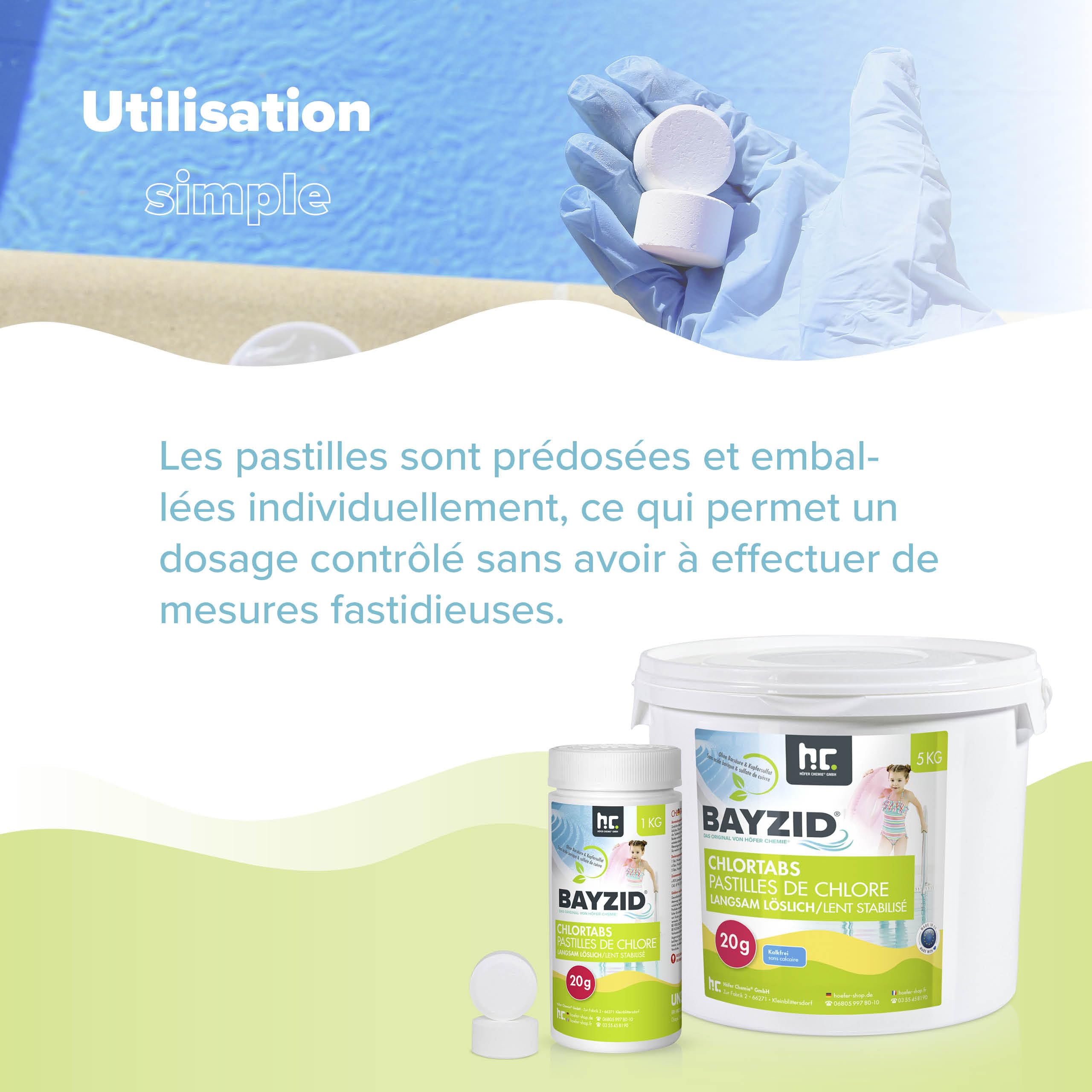 Höfer Chemie 1 x 5 kg Pastilles de Chlore Lent (20 g) pour Piscine - Hautement Efficace Contre Les Bactéries