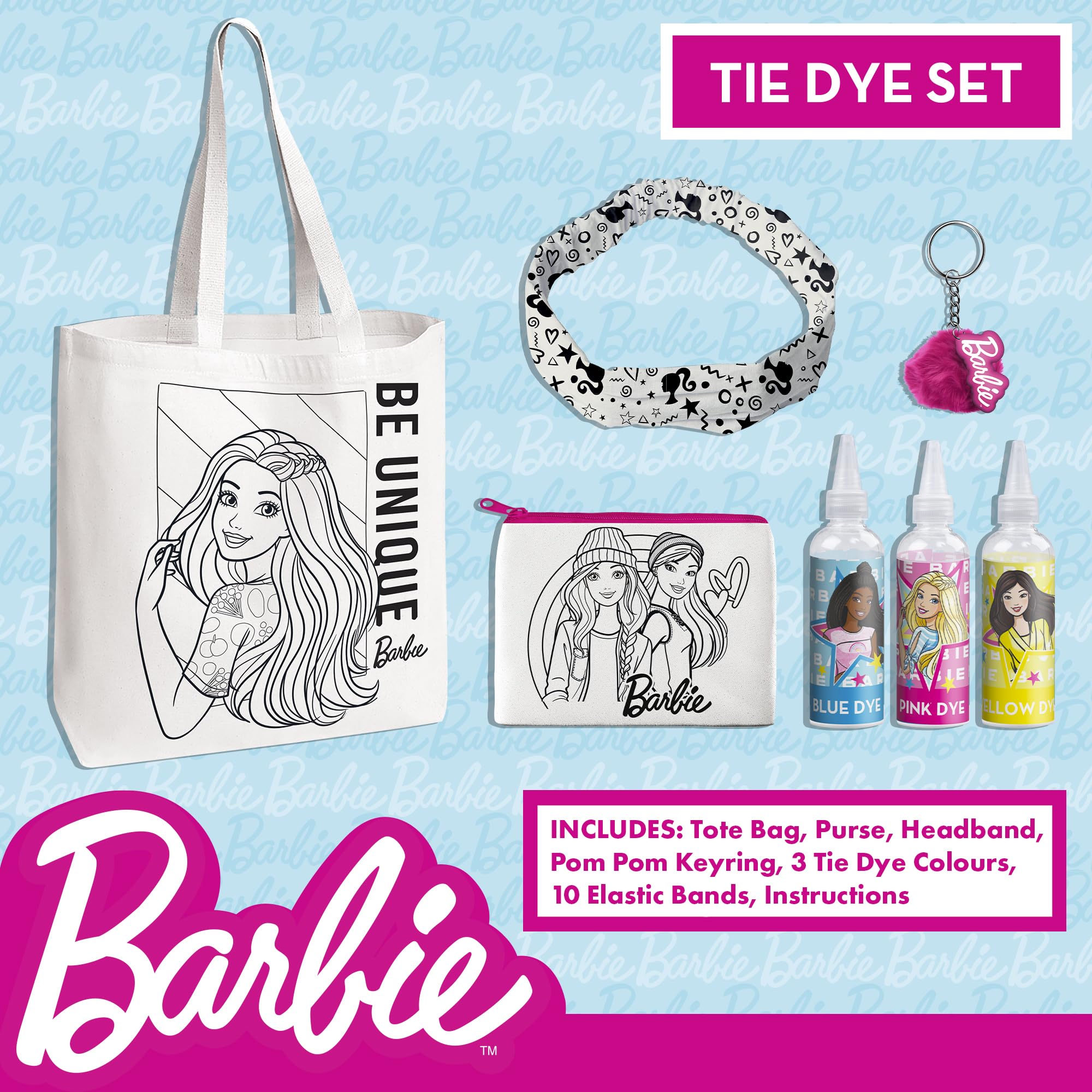 Abeec Barbie Tie Dye Kit with Tote Bag, Purse and Headband. Fashion Design Accessories, Fun Arts and Crafts, Educational Toys for Girls - Image 2