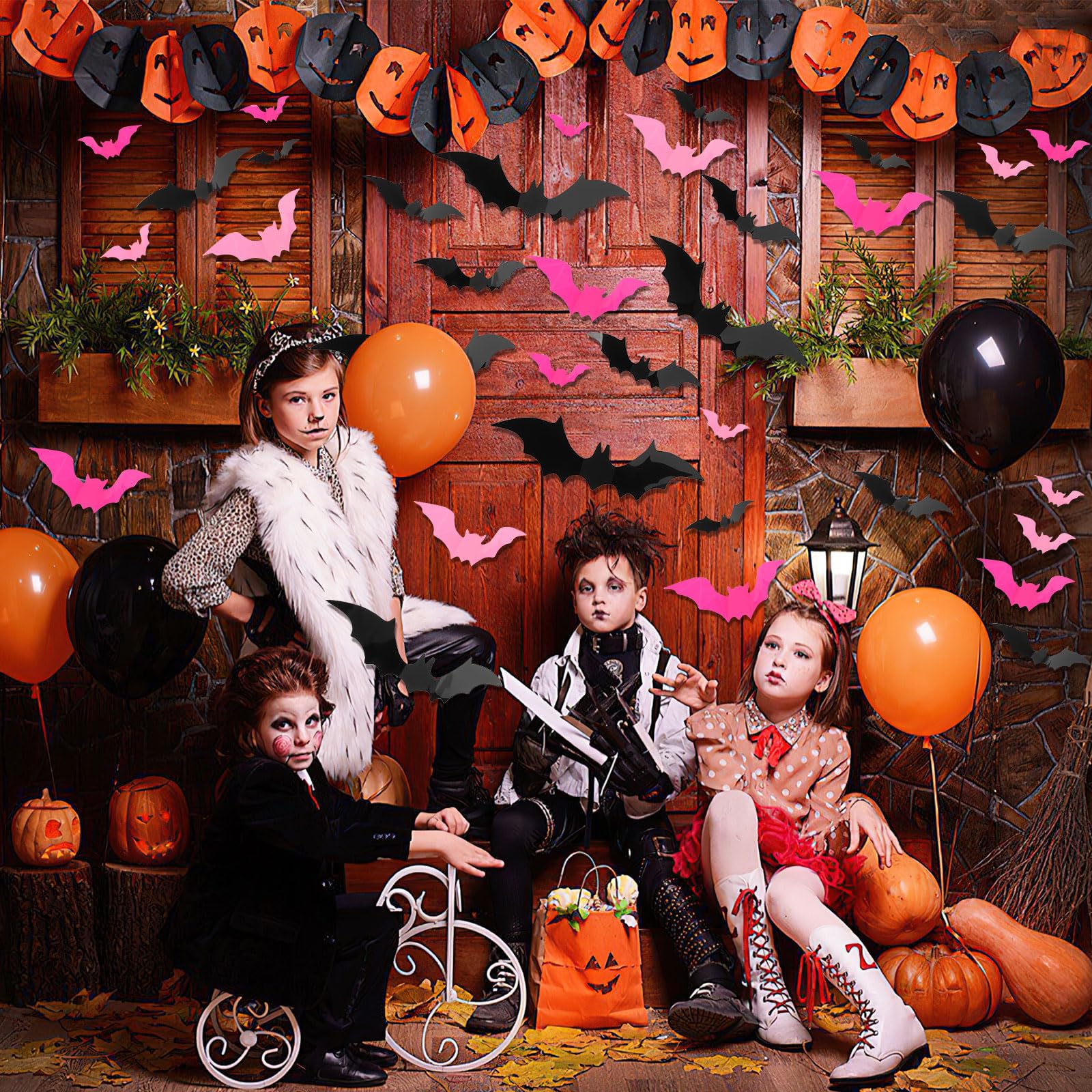 Decoración Halloween Murciélagos 3D - 120 Piezas Para Pared Y Ventana