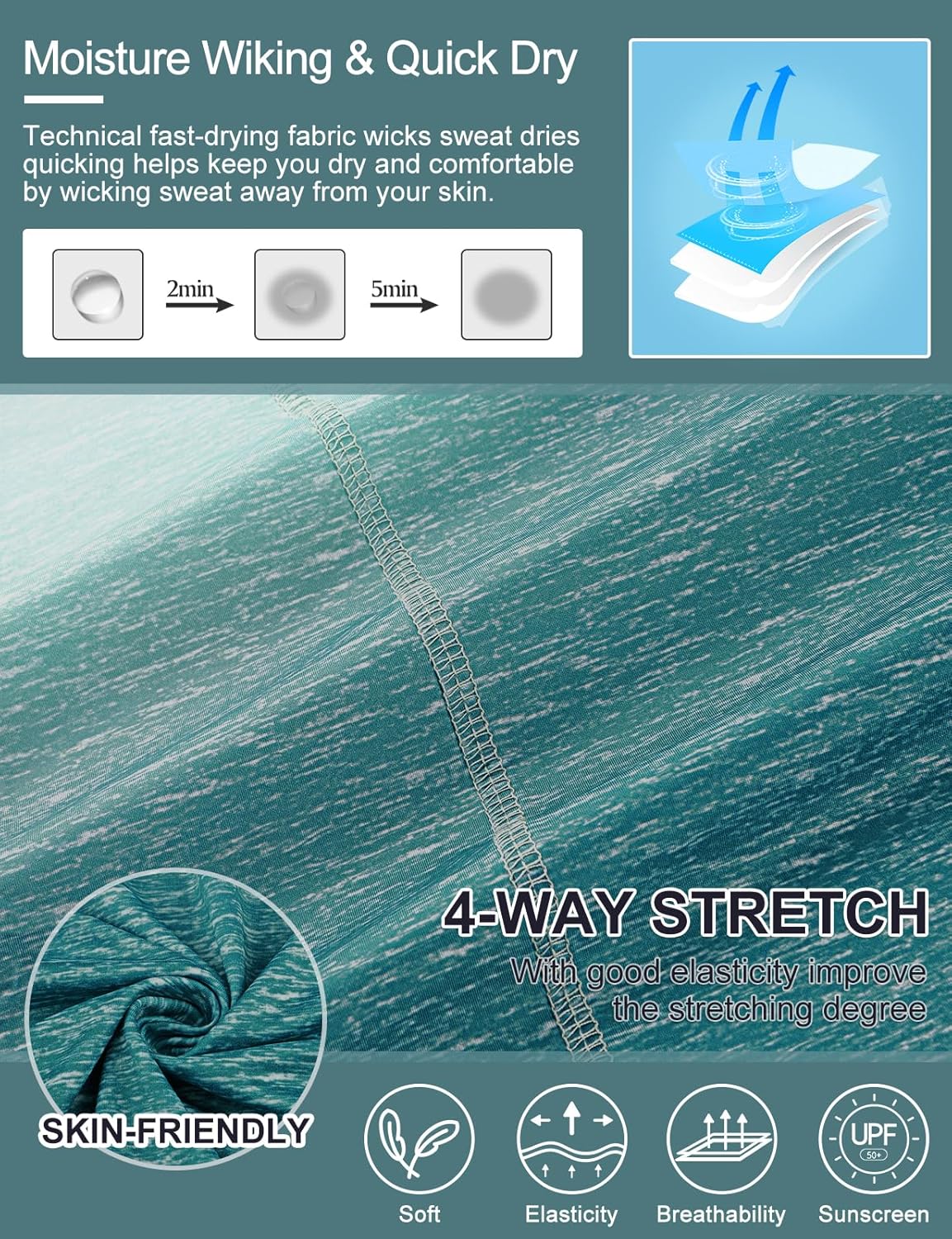 LURANEE Womens 3/4 Roll Sleeve 1/4 Zip Pullover Golf Shirts Athletic Hiking Running Workout Tops UPF 50+ - Image 5